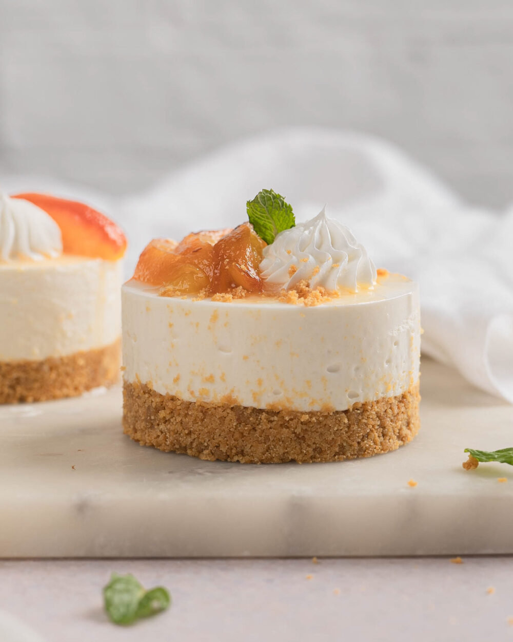 Mini cheesecake de melocotones caramelizados - Imagen 3